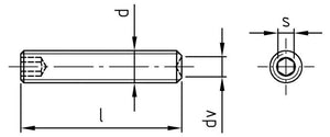 DIN 916 / ISO 4029 - Stift filetat cu locas hexagonal varf concav - M 20 x 45 mm - 50 buc. - Admira Distribution