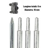 Set electrozi tarusi de impamantare 16x1500 mm + conector platbanda