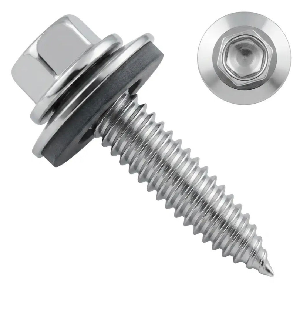 Șurub cu cap autofiletant și garnitură pt. tablă subțire, Inox A2, Bimetal, SW8, ETA