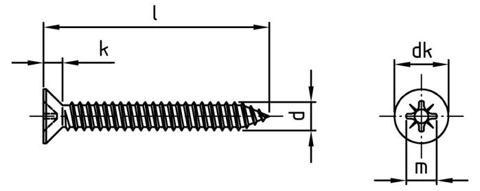DIN 7982 - Surub autofiletant cap inecat cruce - 4,8 x 120 mm - 200 buc.