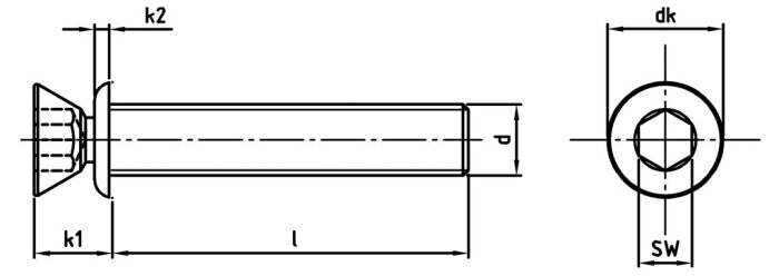Surub antifurt cu punct rupere 18 - 25 Nm - M8 x 45 mm - 100 buc.
