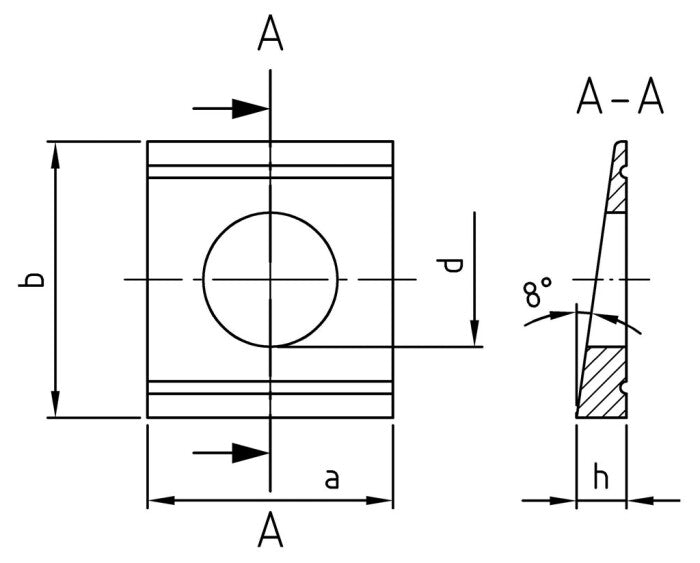 DIN 434 - Saiba patrata pentru profil U - 11 mm - 50 buc.