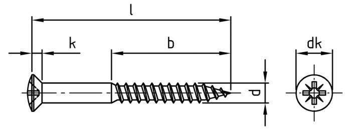 DIN 7995 - Surub lemn dulgherie cap inecat ridicat cruce filet partial - 4,0 x 60 Z mm - 200 buc.