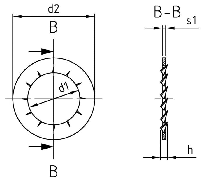 DIN 6798 - Saiba elastica crestata interior tip J - 28,0 mm - 100 buc.