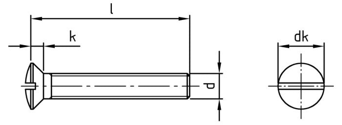 DIN 964 - Surub cap inecat ridicat crestat filet complet - M4 x 28 mm - 500 buc.