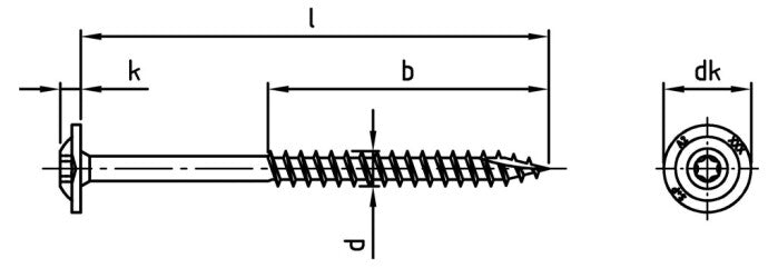 Surub lemn dulgherie cap plat saiba filet partial - 8,0 x 190/80 TX 40 - 50 buc.