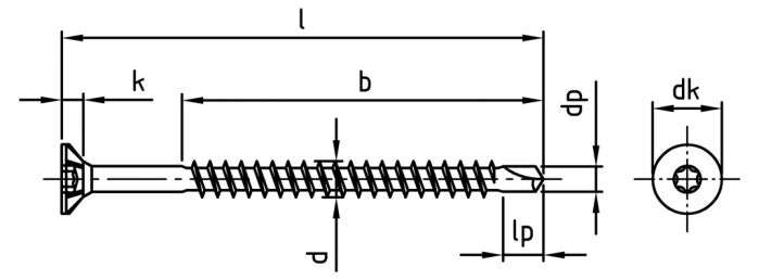 Surub lemn dulgherie autoforant filet partial - 4,0 x 35/24 TX 15 - 200 buc.