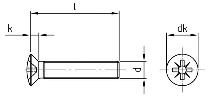 DIN 966 - Surub cap inecat ridicat cruce - M6 x 20 mm - 500 buc.