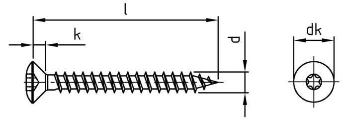 Surub lemn dulgherie cap bombat ridicat conic filet complet - 3,0 x 35 TX 10 - 500 buc.