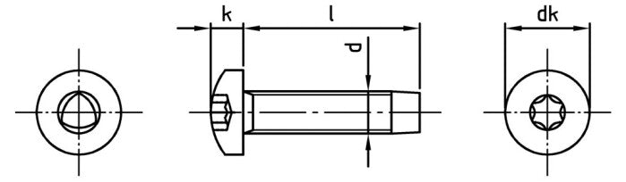 DIN 7500 - Surub cap bombat stea filet complet tip CE M3 x 10 TX 10 mm - 1000 buc.