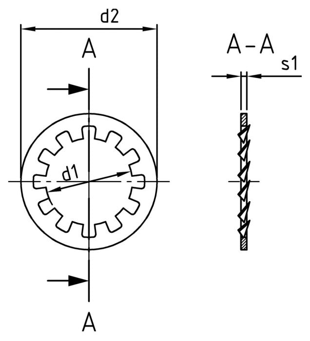 DIN 6797 - Saiba elastica cu dinti interiori tip J - 7,4 mm - 1000 buc.