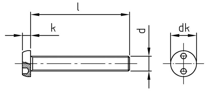Surub siguranta antifurt cu 2 gauri cap plat - M4 x 20 SP8 - 100 buc.