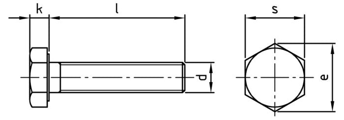 DIN 961 - Surub cap hexagonal pas mic - M10 x 1,25 x 50 mm - 50 buc.