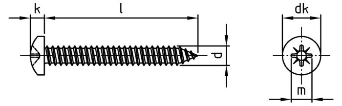 DIN 7981 - Surub autofiletant cap bombat cruce - 5,5 x 16 mm - 1000 buc.