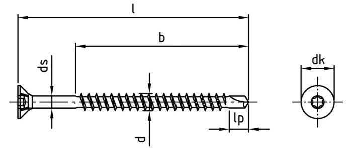 Surub lemn dulgherie OSB autoforant cap inecat SP-Drill - 5,0 x 60/36 TX 25 - 200 buc.