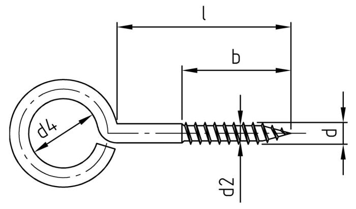 Surub lemn cu inel / ochi de prindere - 5,25 x 30 mm - 100 buc.