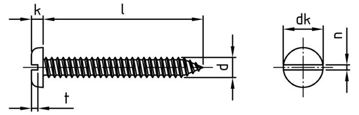 DIN 7971 - Surub autofiletant cap bombat cu slot - C 4,2 x 13 mm - 1000 buc.
