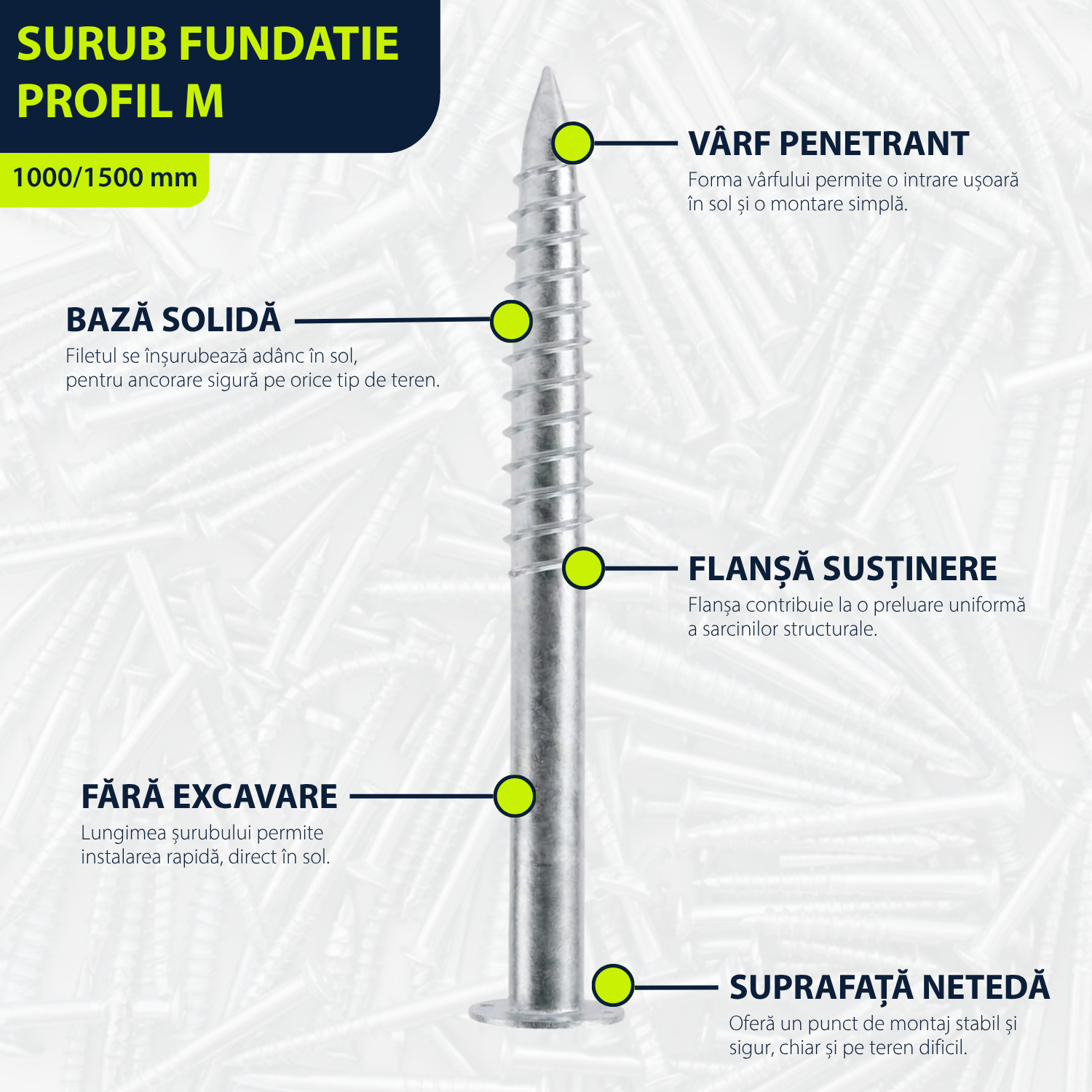 Surub de Fundatie - Profil M