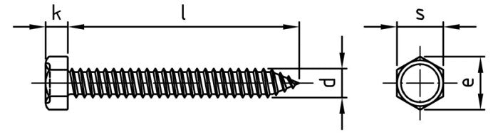 DIN 7976 - Surub autofiletant cap hexagonal - C 6,3 x 45 mm - 200 buc.