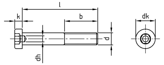 DIN 6912 - Surub cap cilindric mic si hexagon imbus cu ghidaj cheie - M16 x 50 mm - 25 buc.