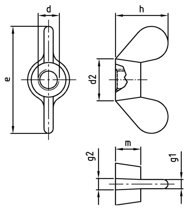 DIN 315 - Piulita fluture cu aripi scurte, tip German - M16 - 10 buc.