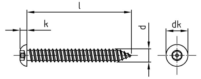 Surub siguranta cap bombat imbus hexagonal + pin - C 3,5 x  9,5 HEX - PIN 2 mm - 100 buc.