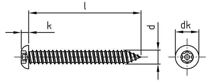 Surub siguranta cap bombat stea + pin - C 4,2 x 13 TX - PIN 15 mm - 100 buc.