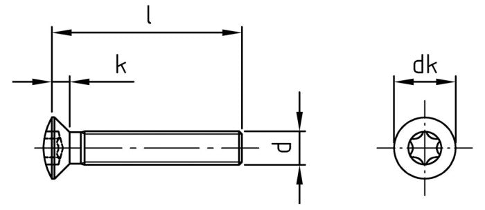 ISO 14584 - Surub cap inecat ridicat stea - M2 x 16 TX 6 - 1000 buc.