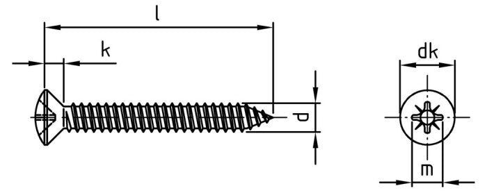 DIN 7983 - Surub autofiletant cap inecat ridicat cruce - 4,8 x 13 mm - 1000 buc.