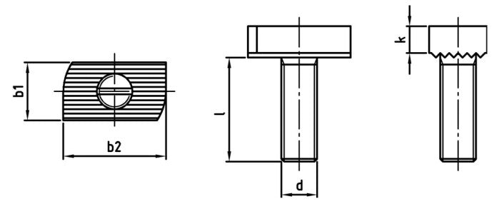 Surub cap T ciocan pentru profil 41/22 crestat orizontal - M16 x 50 mm - 100 buc.