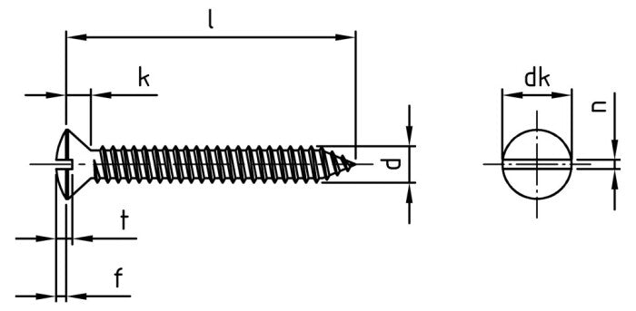 DIN 7973 - Surub autofiletant cap inecat ridicat cu slot - C 3,5 x 19 mm - 1000 buc.