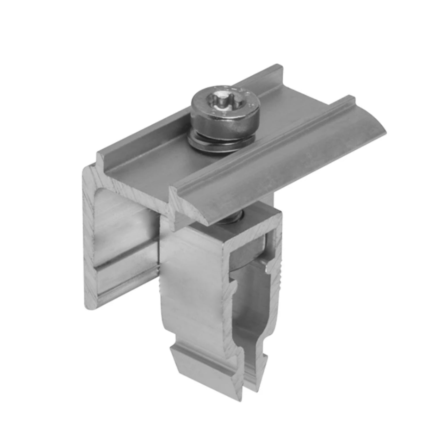 Clemă de capat universala 30-40mm rapida cu pin împământare pt. profil H 40x40mm, fixare panouri solare fotovoltaice