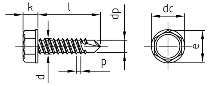 ISO 15480 - Surub autoforant cap hexagonal si flansa, tip K - 6,3 x 80 mm - 200 buc.