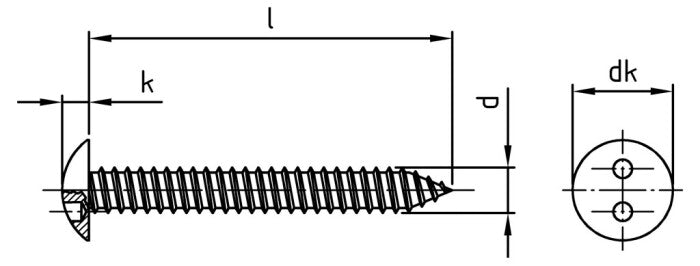 Surub siguranta antifurt cu 2 gauri cap plat ridicat - C 4,8 x 32 SP10 - 100 buc.