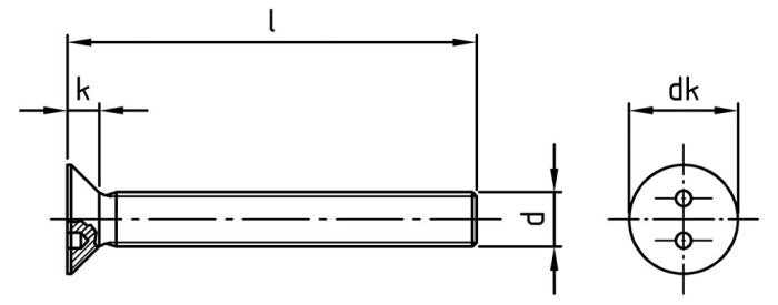 Surub siguranta antifurt cu 2 gauri cap inecat - M5 x 20 SP10 - 100 buc.
