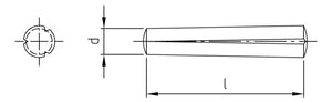 DIN 1471 - Stift cilindric cu nervura conica completa - 2,5 x 6 mm - 500 buc. - Admira Distribution