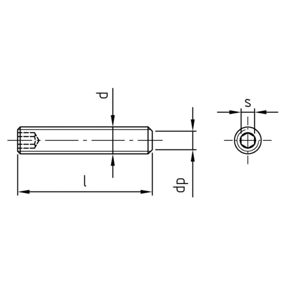 DIN 913 / ISO 4026 - Stift filetat cu locas hexagonal imbus varf plat - M 10 x 6 mm - 200 buc. - Admira Distribution