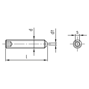 DIN 914 / ISO 4027 - Stift filetat cu locas hexagonal varf conic ascutit - M 10 x 80 mm - 100 buc. - Admira Distribution