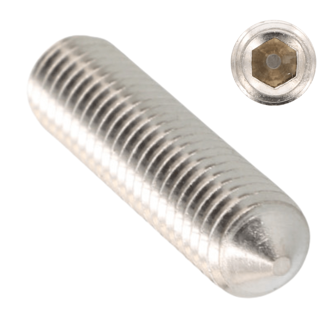 DIN 914 / ISO 4027 - Stift filetat cu locas hexagonal varf conic ascutit - M 10 x 90 mm - 100 buc. - Admira Distribution