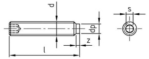 DIN 915 / ISO 4028 - Stift filetat cu locas hexagonal varf cilindric - M 8 x 14 mm - 200 buc. - Admira Distribution