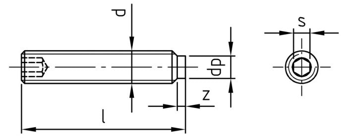 DIN 915 / ISO 4028 - Stift filetat cu locas hexagonal varf cilindric - M 8 x 80 mm - 200 buc. - Admira Distribution