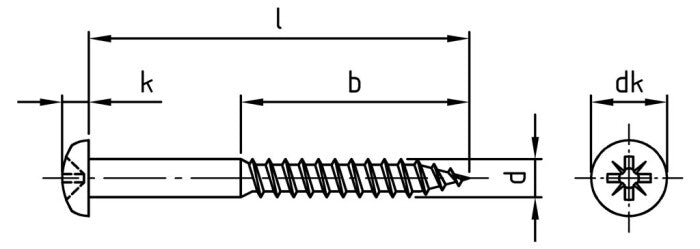 DIN 7996 - Surub lemn dulgherie cap bombat cruce filet partial - 5,0 x 70 Z mm - 100 buc.