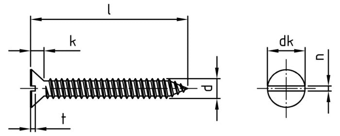DIN 7972 - Surub autofiletant cap inecat cu slot - C 4,2 x 25 mm - 1000 buc.