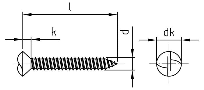 Surub siguranta cap inecat cu filetare unidirectionala - C 4,8 x 16 mm - 100 buc.