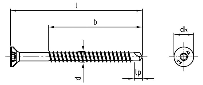 Surub lemn dulgherie OSB autoforant cap inecat Super-Drill - 5,0 x 40/26 TX 20 - 200 buc.