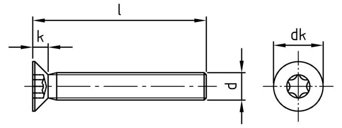 ISO 14581 - Surub cap inecat stea - M5 x 85/85 TX 25 - 200 buc. - Admira Distribution